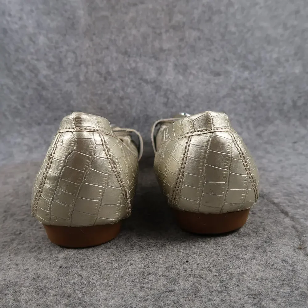 Rampage Shoes Womens 7.5 Loafer Flats Slip On Moc Toe Buckle Faux Croc Metallic